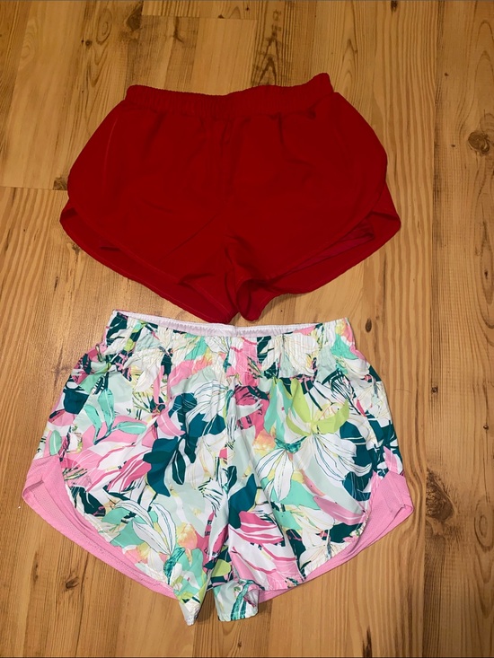 Athletic Works Pants - Athletic Works Floral/Shein Athletic Shorts Red- 2 pr. Set